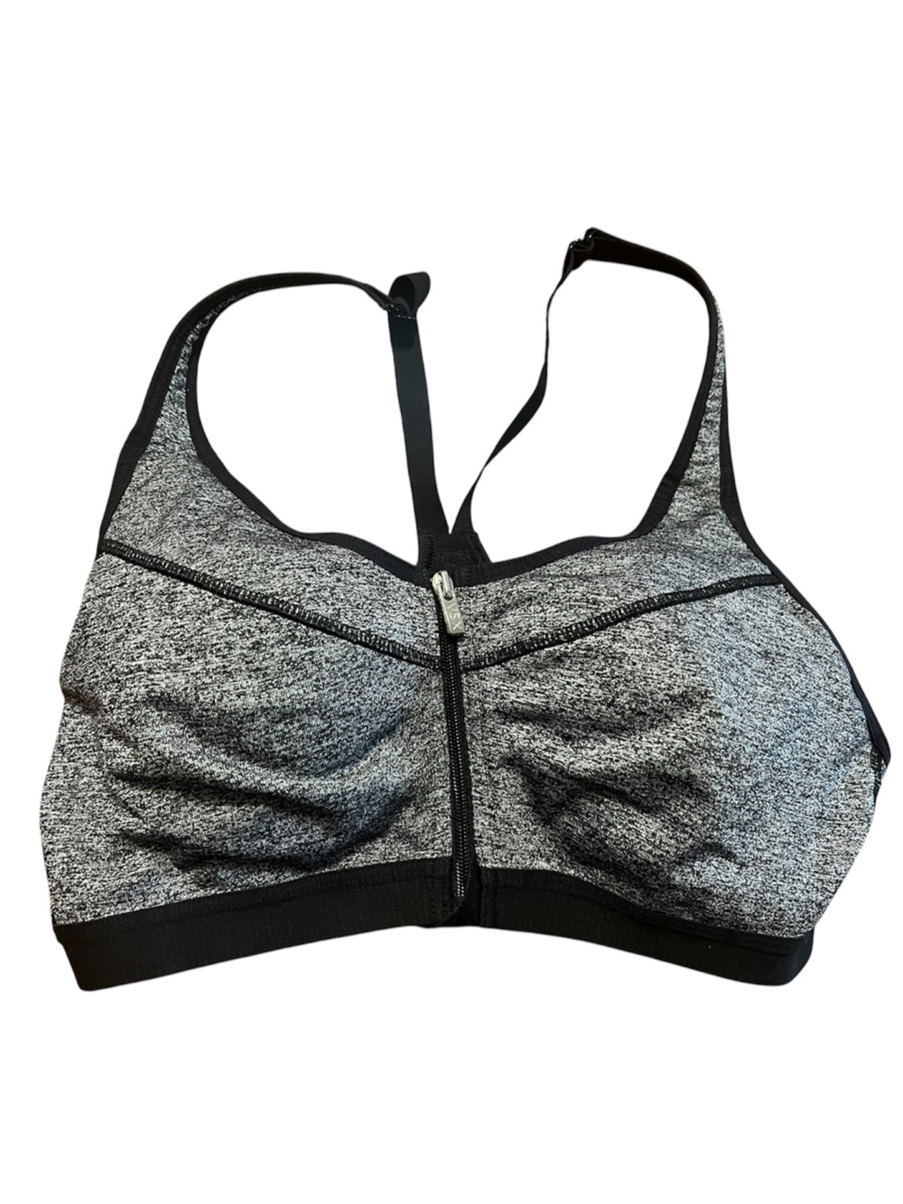VSX Sport Front-Zip Gray Heather Sports Bra Double Closure 36B